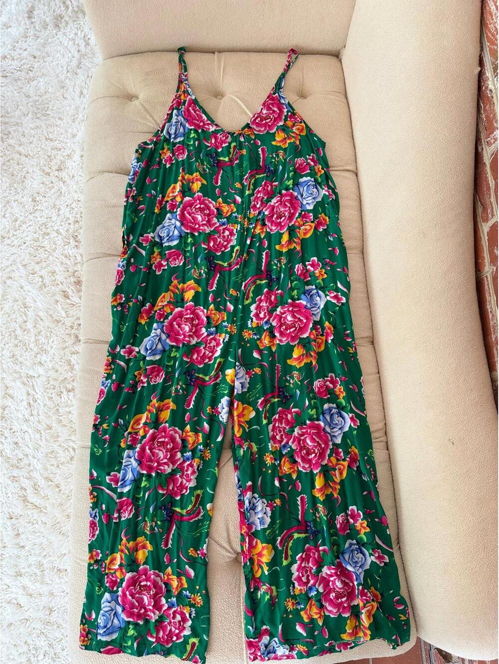 Amazon Green Floral Jumpsuit - 3X Size